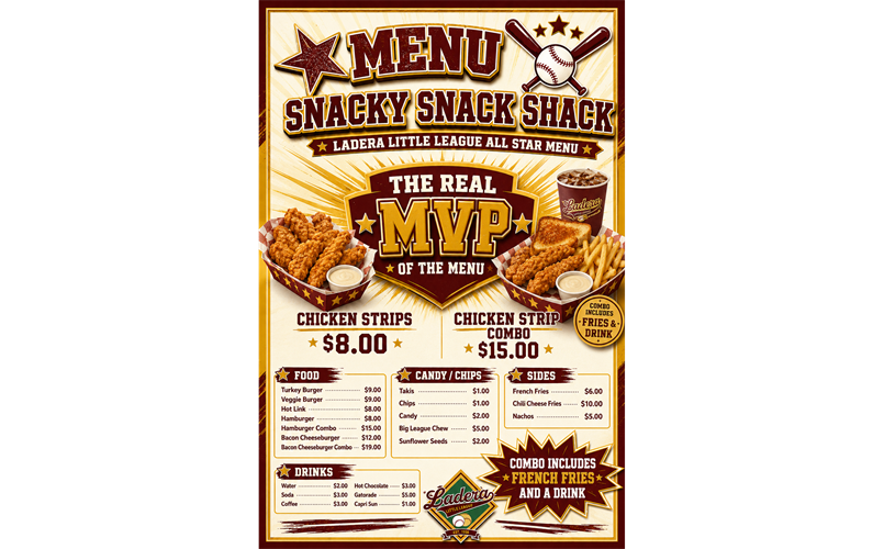 Snacky Shack Menu